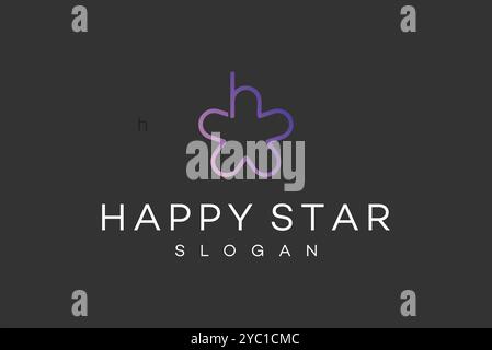 Happy star Letter hm logo design vector business brand creative ideas editable Stock Vector