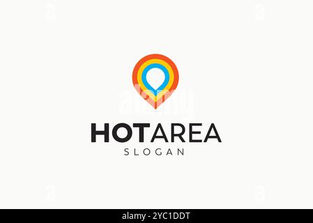 Hot area weather season map pin logo design vector business brand creative ideas editable Stock Vector