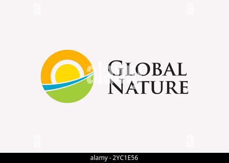 Global nature sun green logo design vector business brand creative ideas editable Stock Vector