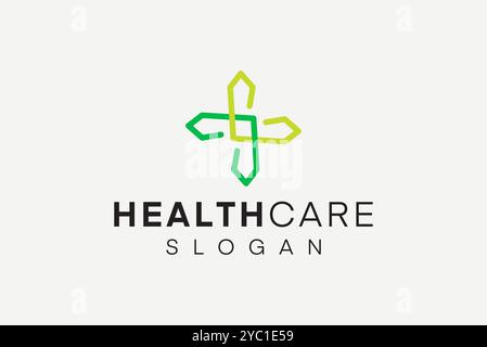 Health care  plus green logo design vector business brand creative ideas editable Stock Vector