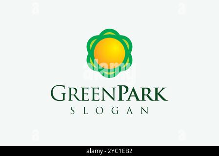 Green park nature sun logo design vector business brand creative ideas editable Stock Vector