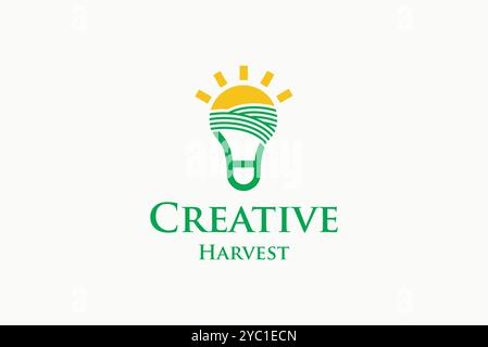 Creative bulb sun landscaping logo design vector business brand creative ideas editable Stock Vector