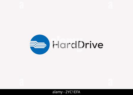 Hard drive circle internet information technology global logo design vector business brand creative ideas editable Stock Vector