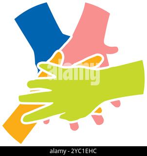 Multicolor hands group logo design vector business brand creative ideas editable Stock Vector