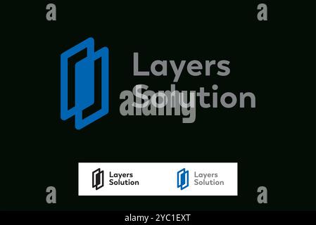 Layer solution innovative minimal door logo design vector business brand creative ideas editable Stock Vector
