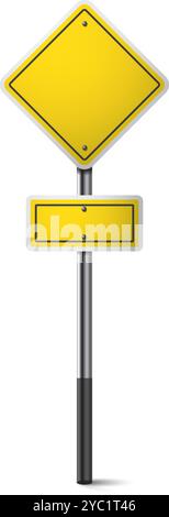 Realistic traffic sign on metal column Stock Vector
