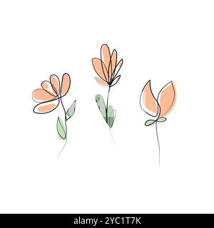 Nature vector continuous line drawing. Stock Vector