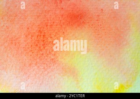 Watercolor, orange, yellow and red gradient color combinations on drawing paper use as background Stock Photo