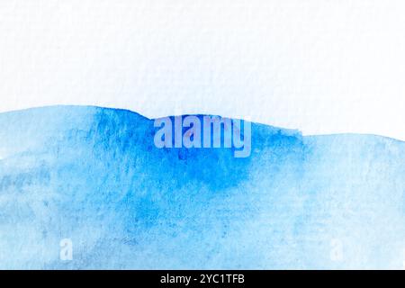 blue watercolor, paint stroke gradient color combination on drawing paper use as background Stock Photo