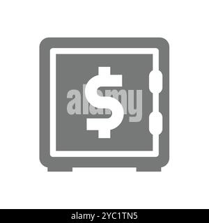 Money safe box vector icon. Finance and security with dollar symbol. Stock Vector