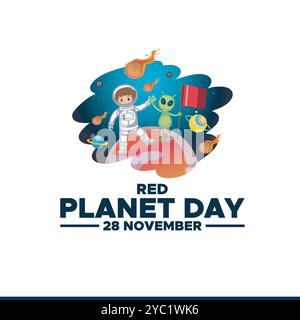 vector graphic of Red Planet Day good for national Red Planet Day celebration. flat design. flyer design.flat illustration. Stock Vector