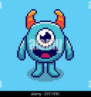 Pixel art Monster game asset design Stock Vector