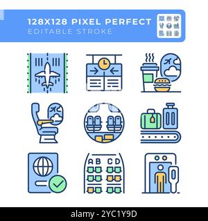 Airport services RGB color icons set Stock Vector