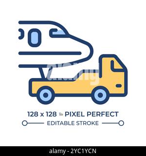 Aircraft towing RGB color icon Stock Vector