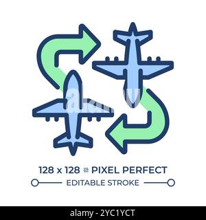 Charter flight RGB color icon Stock Vector