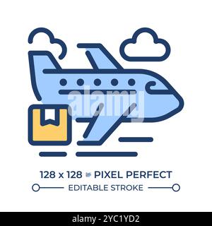Cargo airplane RGB color icon Stock Vector