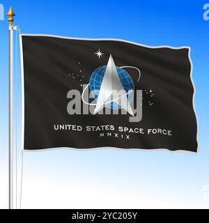 United States Space Forces waving flag, USA, vector illustration Stock Vector