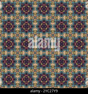 Vintage Tile Seamless Pattern. Talavera Pattern Vintage Color Design Stock Vector