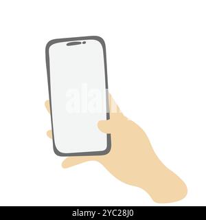 Mobile phone in right hand illustration vector isolated on white background Stock Vector