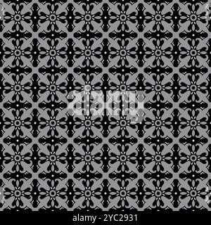 Tile Seamless Pattern With Black and Grey Color. Talavera Motif Pattern Stock Vector