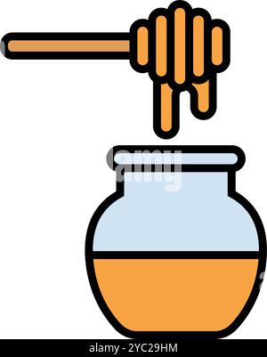 Honey jar and honey Dipper icon. Editable vector. Stock Vector