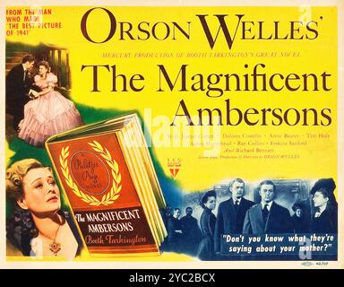 The Magnificent Ambersons (1942 lobby card) Orson Welles, Joseph Cotten, Dolores Costello, Anne Baxter, Tim Holt, Agnes Moorehead Stock Photo