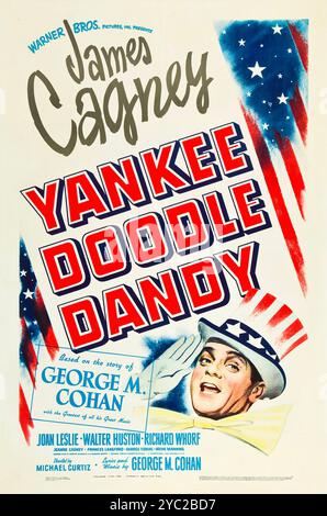 Theatrical poster for the American release of the 1942 film Yankee Doodle Dandy feat James Cagney - Artwork by Bill Gold - Story by George M. Cohan Stock Photo