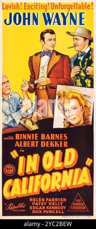 Vintage film poster for Old California feat John Wayne, Binnie Barnes, Albert Dekker, 1942 - Western Stock Photo