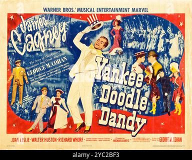 Vintage film poster for the American release of the 1942 film Yankee Doodle Dandy feat James Cagney - Artwork by Bill Gold - Story by George M. Cohan Stock Photo