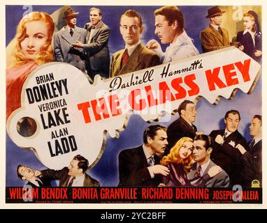 Vintage movie poster for the American film The Glass Key (1942) Brian Donlevy, Veronica Lake, Alan Ladd Stock Photo