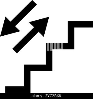 Stairs and two-way arrow icons. Editable vector. Stock Vector