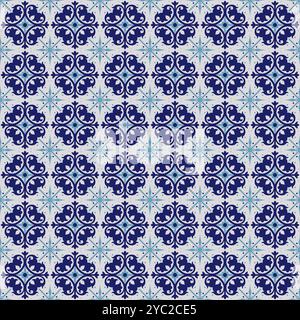azulejo floor tiles pattern. Abstract geometric background. seamless mediterranean pattern Stock Vector