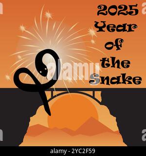 2025 Year of the Snake conceptual vector for Lunar Year, Chinese New Year Stock Vector