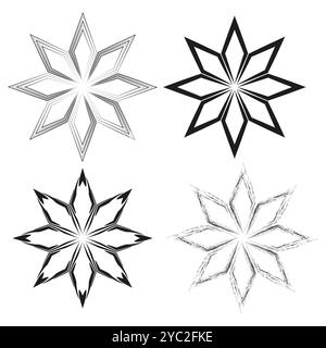Star geometric icon. Black outline shapes. Abstract star pattern. Vector illustration. Stock Vector