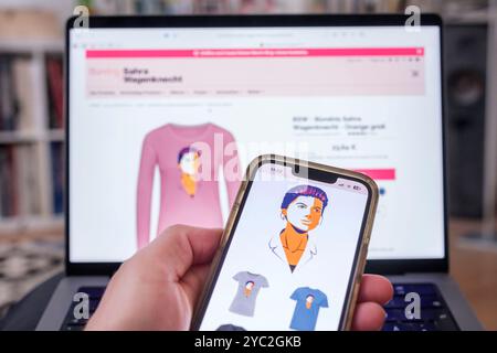 Cult of personality around Sahra Wagenknecht in her webshop Stock Photo