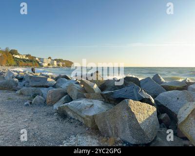 Harbor of Sassnitz on Rügen on the Baltic Sea with a view of the city Stock Photo