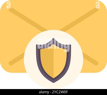 Yellow envelope with a shield icon, representing secure and protected email communication Stock Vector