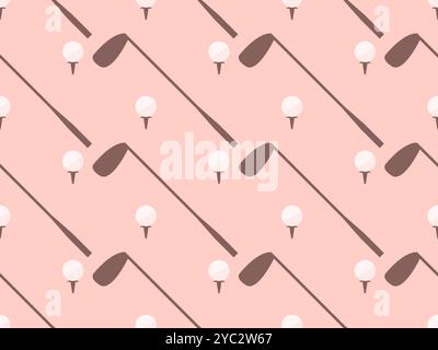 Seamless pattern with golf clubs and balls. Golf putter and a golf ball in a minimalist style. Design for typography, banners and posters, promotional Stock Vector
