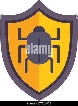 Shield is protecting a device from an electronic bug, ideal for representing antivirus software Stock Vector