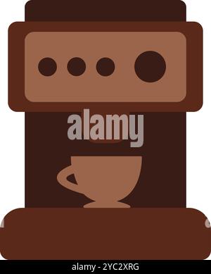 Vector illustration of a coffee machine and a cup in solid cartoon style. Coffee-themed event, a cafe menu element, a coffee shop advertisement, a cof Stock Vector