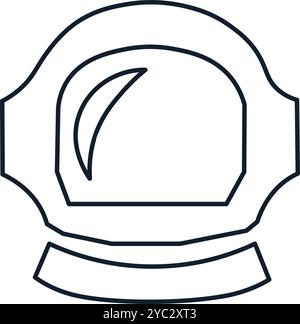 Vector abstract illustration of astronaut helmet in linear style. Science, discovery, and space symbol. Astronomy and cosmos element. The icon is perf Stock Vector