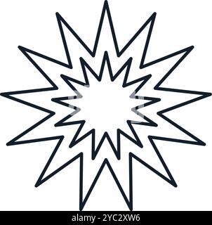 Vector illustration of radiant star flash in linear style. Science, discovery, and space symbol. Astronomy and cosmos element. The icon is perfect for Stock Vector