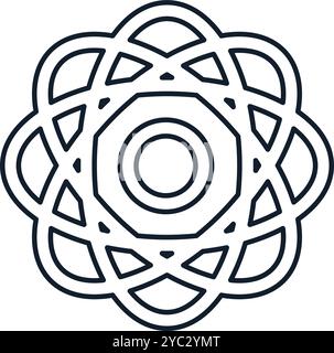 Vector illustration of abstract atomic model in linear style. Science, discovery, and investigation symbol element. The icon is perfect for web design Stock Vector