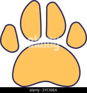 Paw print of large dog. Footprint of large puppy. Image for design of pet store or veterinary clinic. Simple flat vector isolated on white background Stock Vector