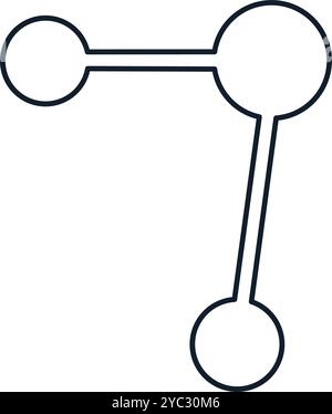 Vector abstract illustration of particle interaction in linear style. Science, discovery, and investigation symbol element. The icon is perfect for we Stock Vector