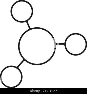 Vector illustration of abstract molecular formula in linear style. Science, discovery, and investigation symbol element. The icon is perfect for web d Stock Vector