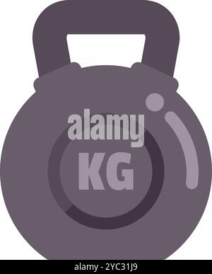 Simple icon of a grey kettlebell representing weightlifting for fitness training and strength conditioning Stock Vector