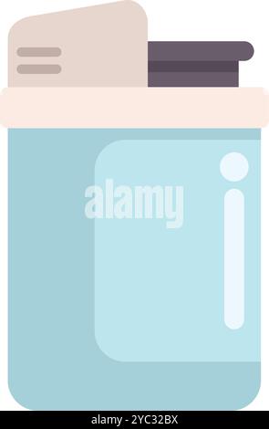Blue pocket lighter creating a flame, useful illustration on smoking, addiction and danger Stock Vector
