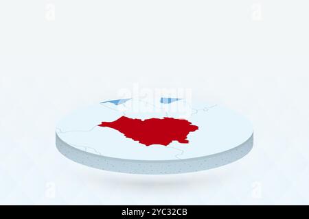 3D Isometric Map Highlighting Belarus in Red. Vector illustration. Stock Vector
