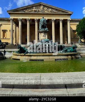 Bristol University Victoria Rooms, ornate fountains and Edward 7th bronze statue, Bristol. UK. Built in 1840s.  Taken October 2024. Autumn Stock Photo